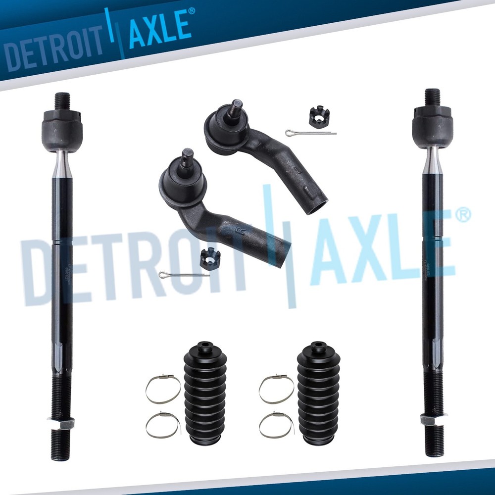 Front Inner & Outer Tie Rod Ends & Steering Rack Boots for 2004 - 2013 Mazda 3 5