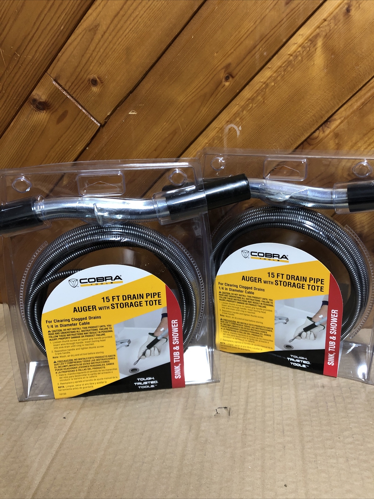 Lot Of 2 Cobra 1/4" x 15' Long Wire Drain Auger Brand New