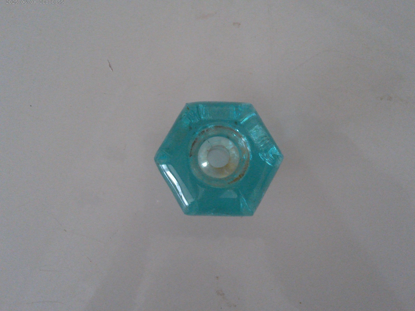 10 ANTIQUE AQUA BLUE DEPRESSION GLASS HEXAGONAL CABINET DRAWER PULLS knobs