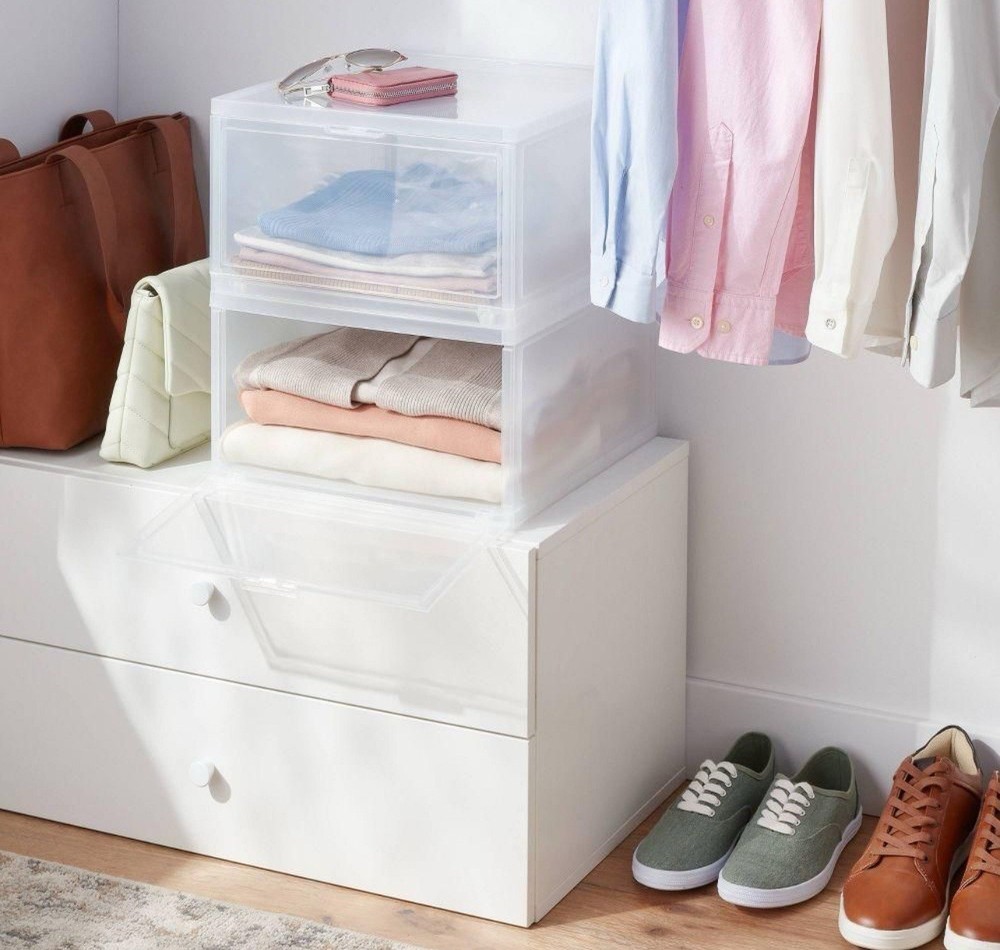 Stackable Large Bin Front Opening Clear - Brightroom