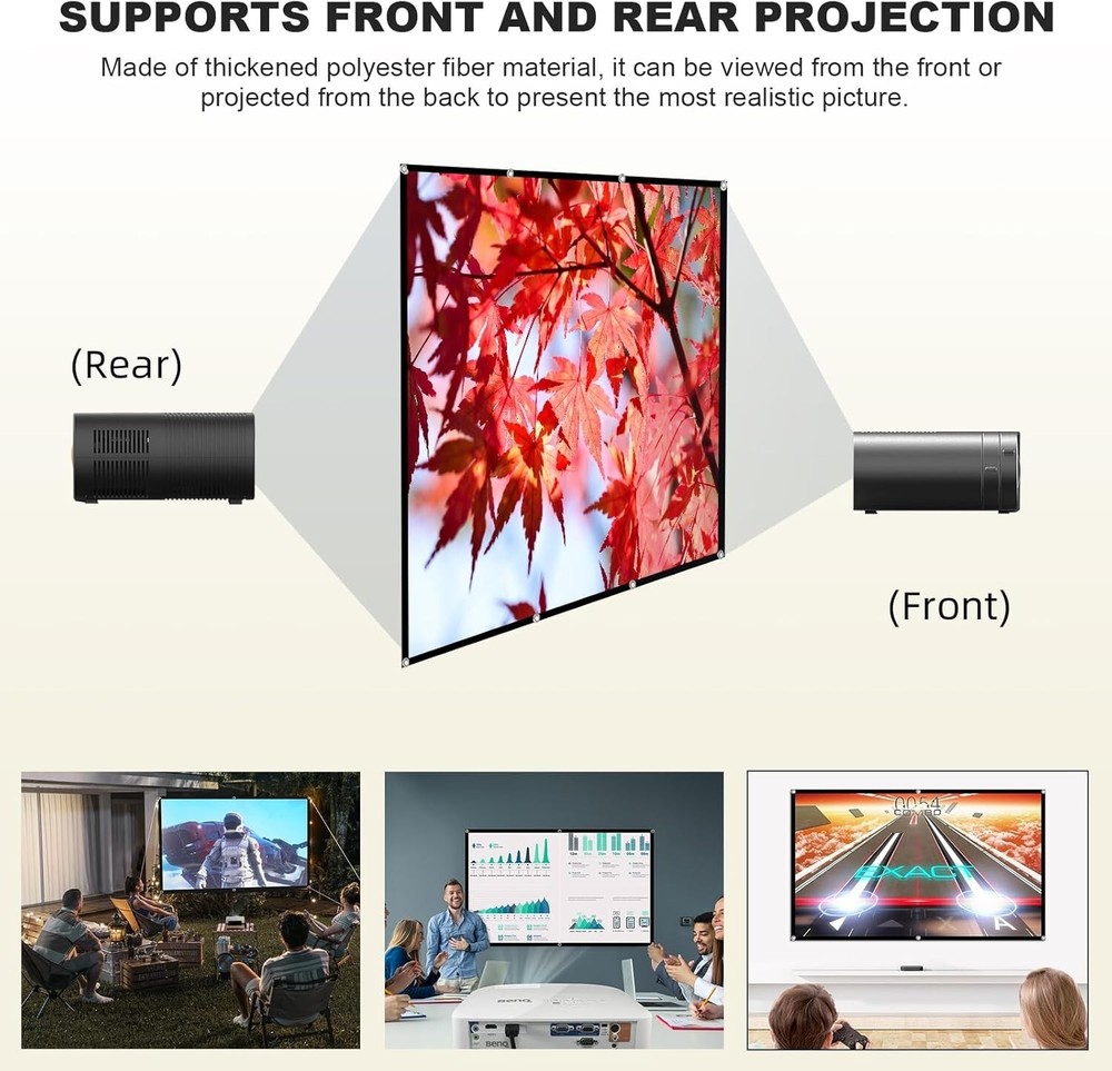 Versatile 84" 4K Double-Sided Projection Screen - Easy Install for Any Setting
