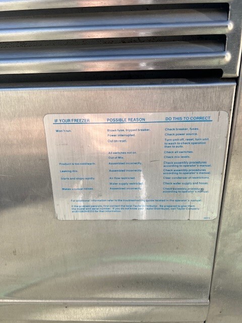 1985 TAYLOR MILKSHAKE / SOFT SERVE MACHINE