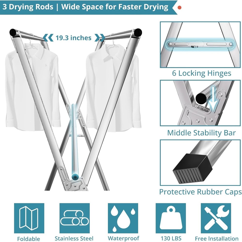 63"Indoor and outdoor foldable drying rack