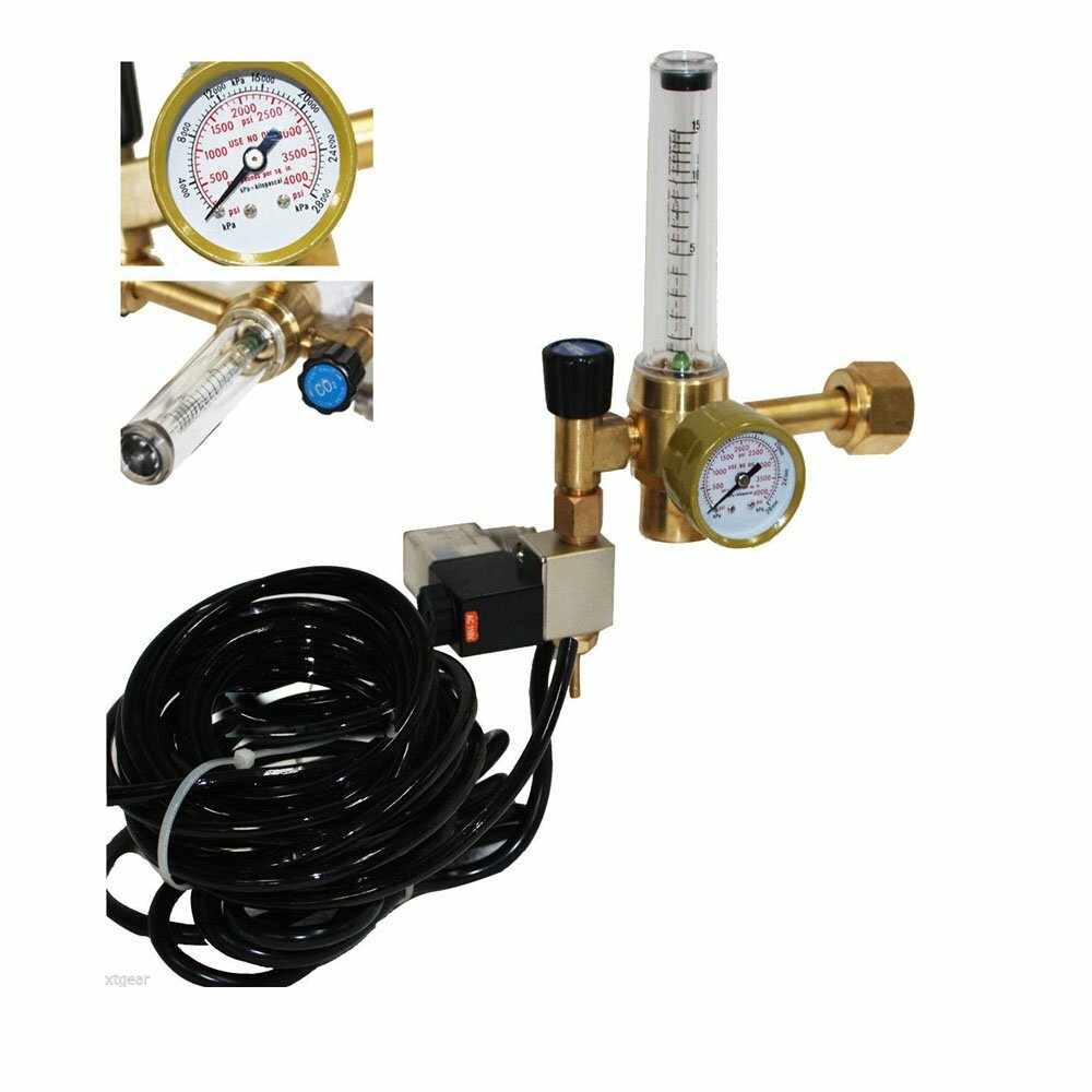 Adjustable Flow Meter Co2 Regulator Hydroponics Emitter System w/Solenoid Valve
