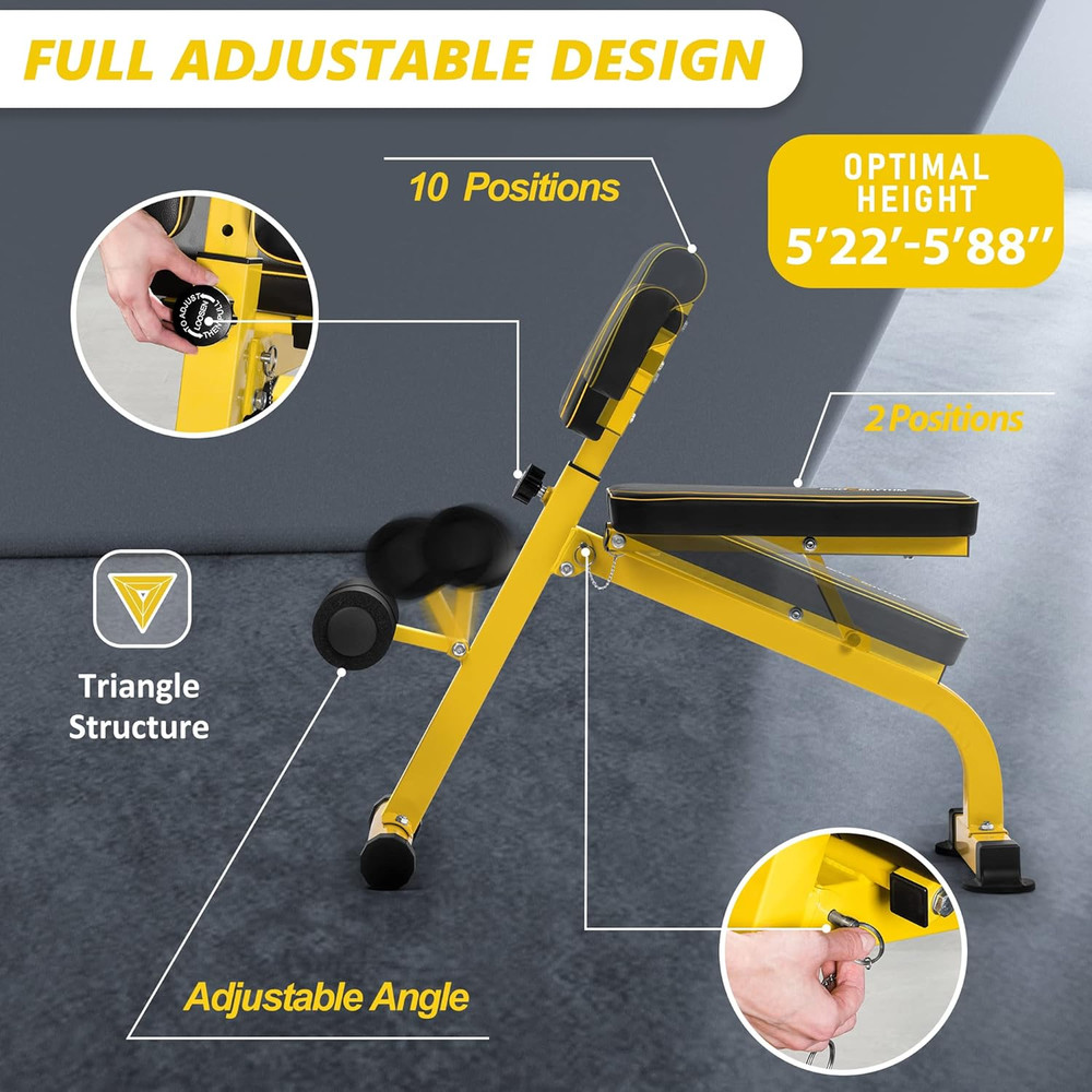 BODYRHYTHM Compact Adjustable Weight Bench for Full Body Strength Training, Ab/B