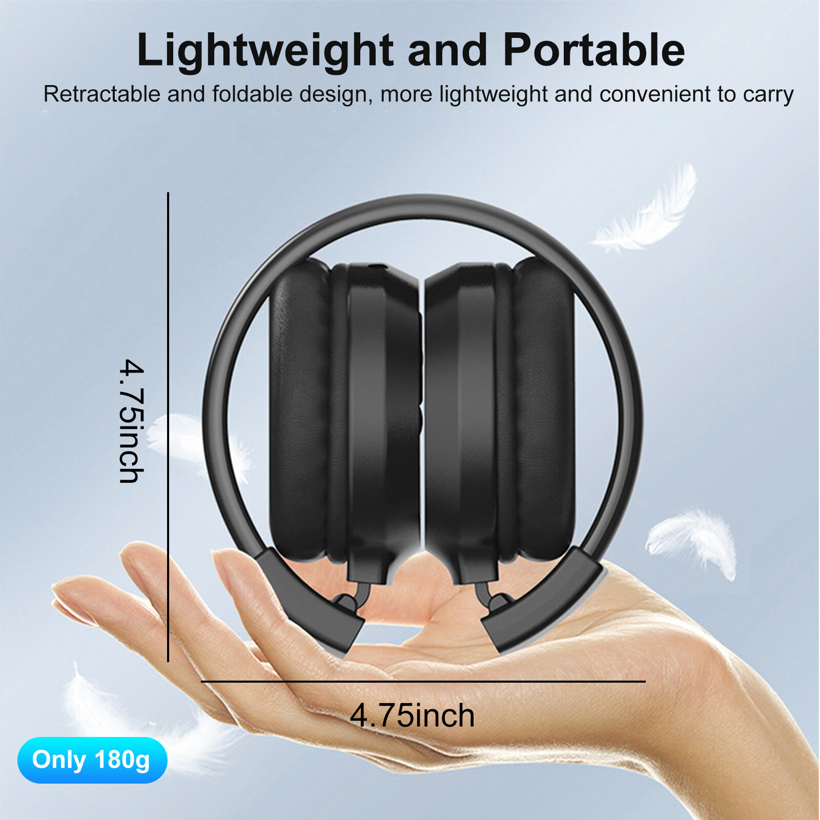 Wireless FM Radio Headphones 3.5mm Rechargeable Over-Ear Stereo Headset Foldable