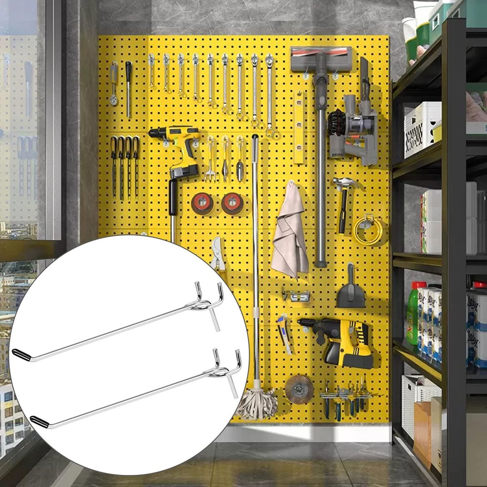 20 Pack 6 Inch L Shape Galvanized Metal Pegboard Hooks with 50 Rubber Tips