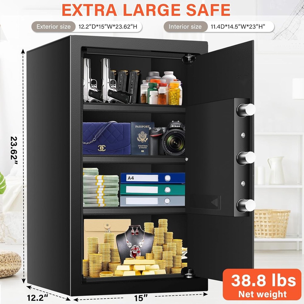 23.62'' Tall Extra Large Home Safe Box, Safe with Fireproof Waterproof Document