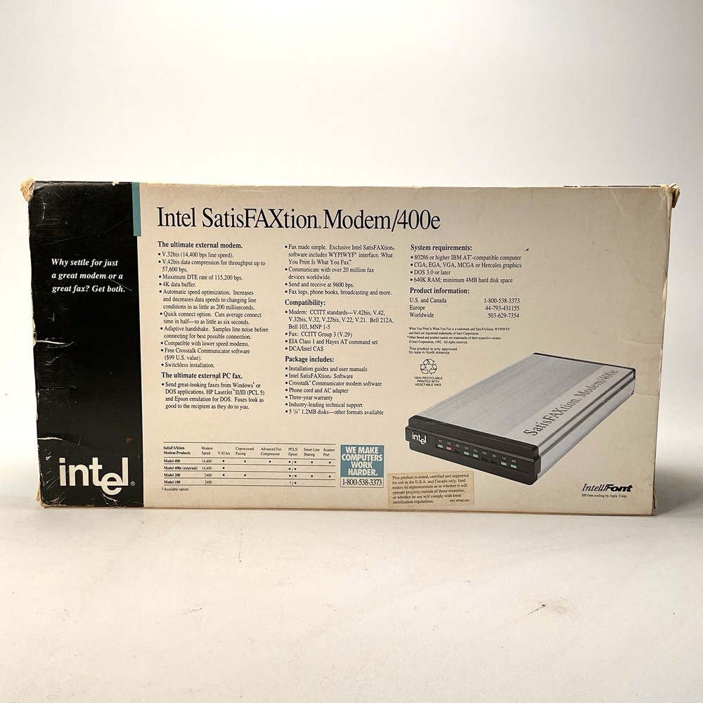 Intel SatisFAXtion External Modem/400e 57600 bps PCFM6501 Vintage Computing
