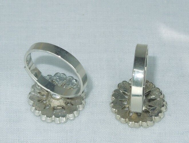 2 Ring Blanks Settings Cabochon Adjustable silver Plated Brass NEW 85O