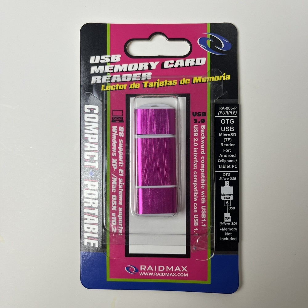 RAIDMAX  MICRO USB OTG TF CARD READER FOR CELLPHONE & TABLET PC Pink