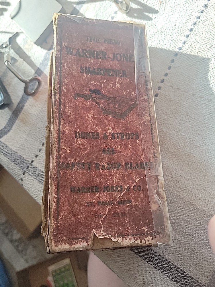 Rare Warner-Jones sharpener stropper razor blades