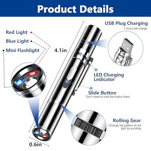 Cat Laser Pointer Toy Dog 7 Adjustable Pattern Long Range Lazer Toy USB Recharge