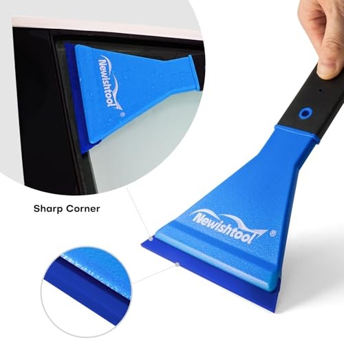 Window Tint Squeegee Rubber with Handle, 3 PCS Different Durometer Blades