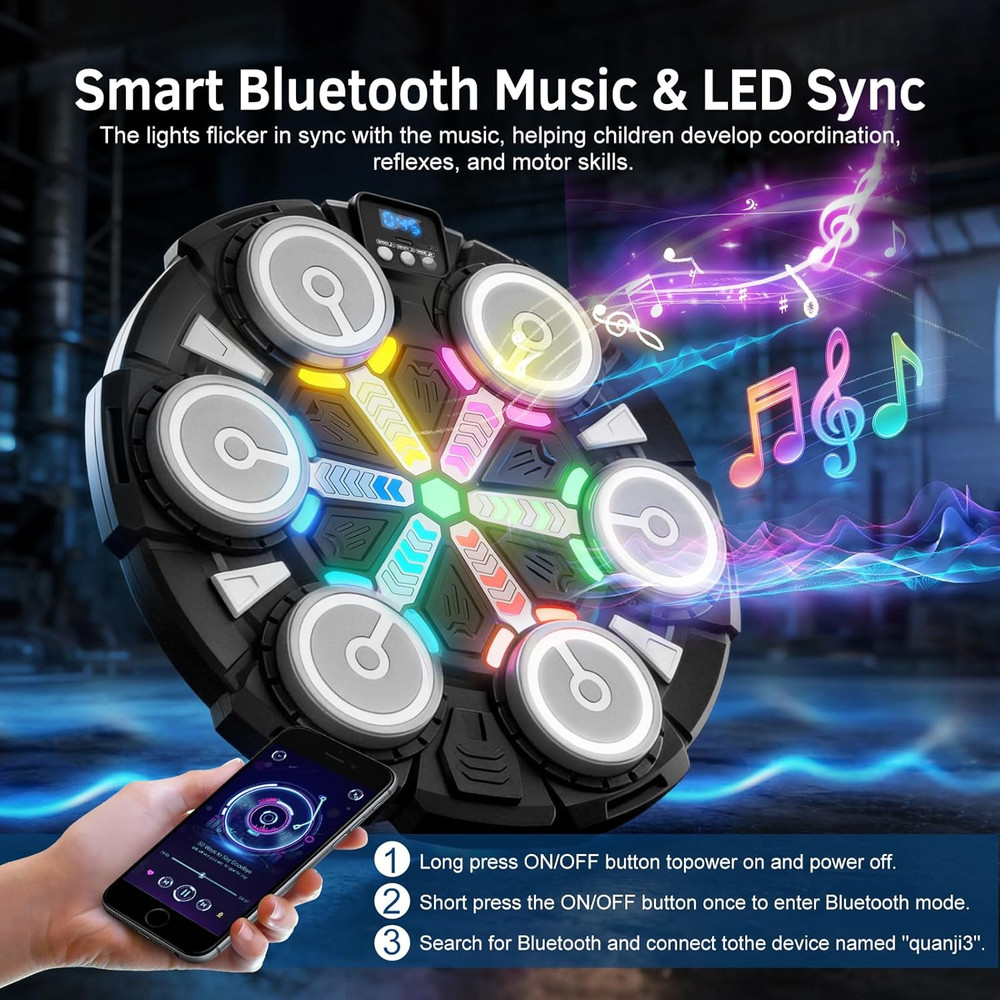 Music Boxing Machine, Wall Mounted Punching Bag with Bluetooth, Boxing Training
