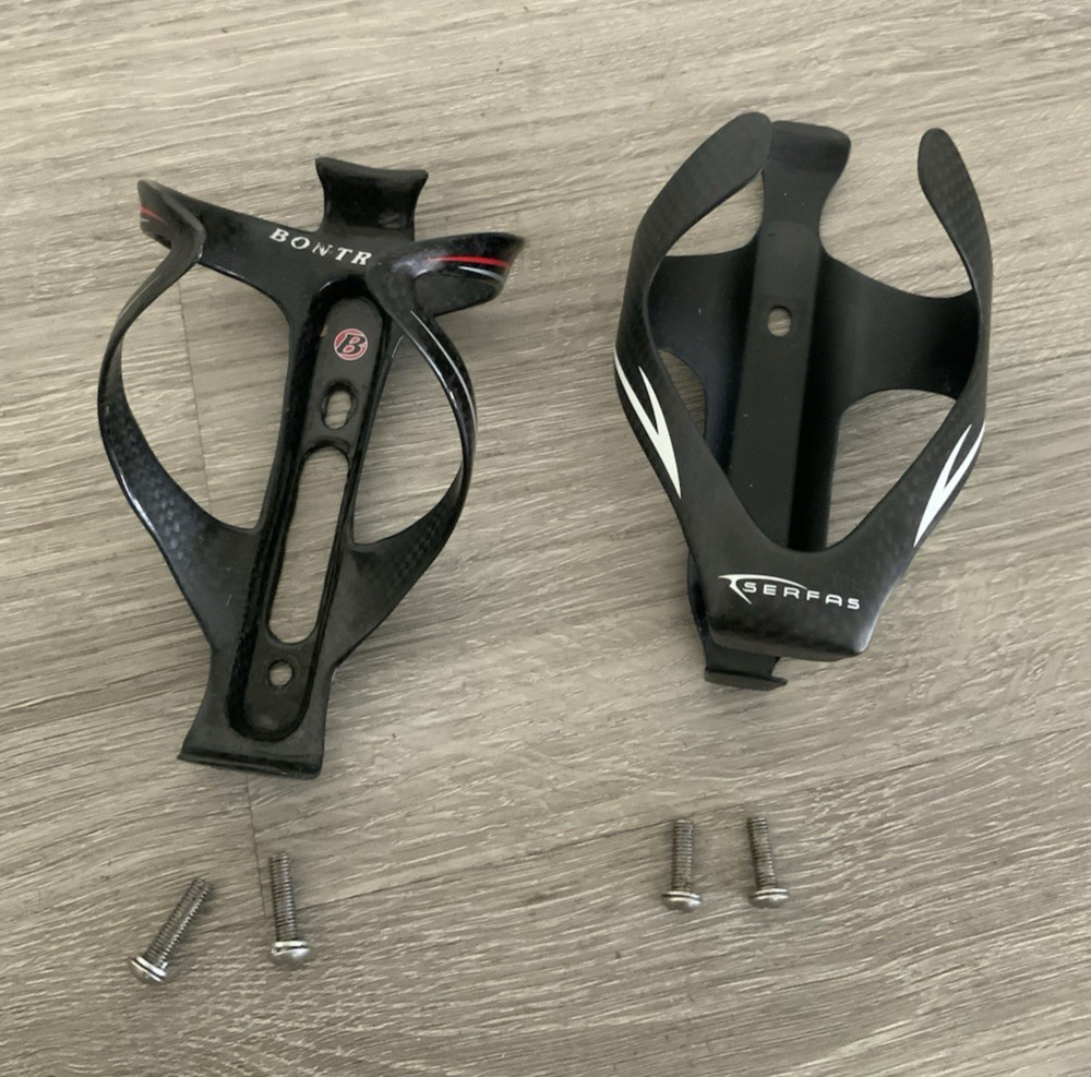 BONTRAGER / SERFAS CARBON WATER BOTTLE CAGES (2) BLACK 52 GRAMS WITH HARDWARE