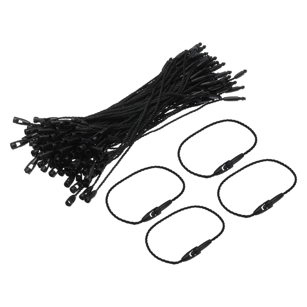 100Pcs Polyester Rope Hang Tag String Snap Lock 120mm 1mm Black