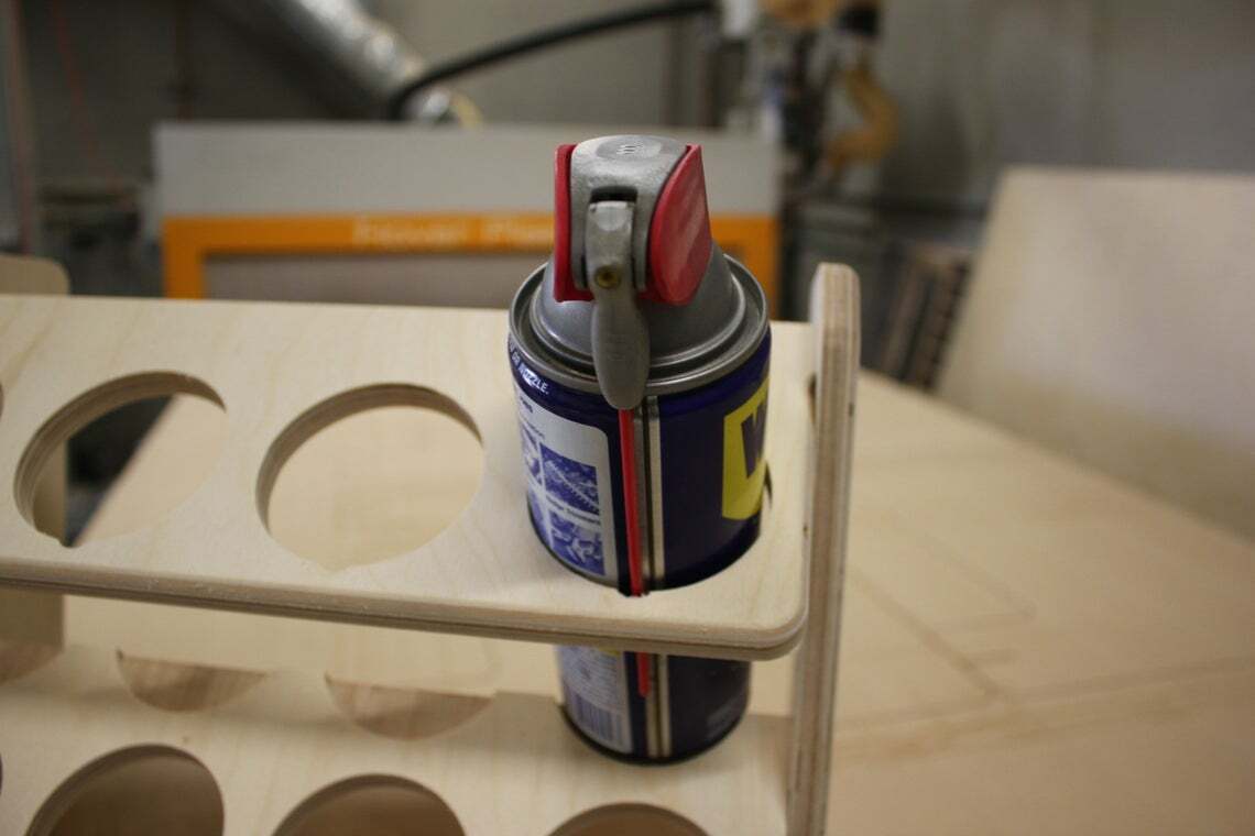 Spray Can 12 Slot Lube Holder Garage Storage Rack Wood Shelf Organizer