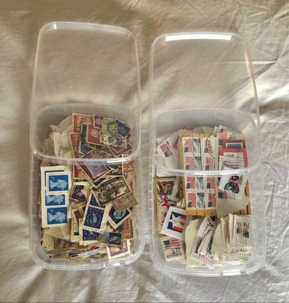 TWO CLEAR PLASTIC HOBBY STAMP & SPORT CARD SORTING STORAGE BOXES