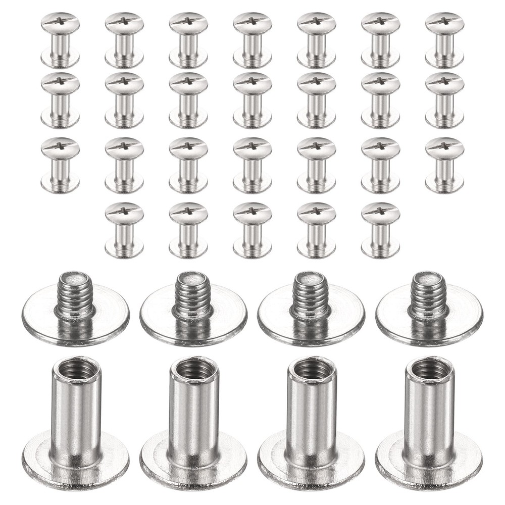 30set Phillips Chicago Screw M3x9mm Binding Post Screw, Silver