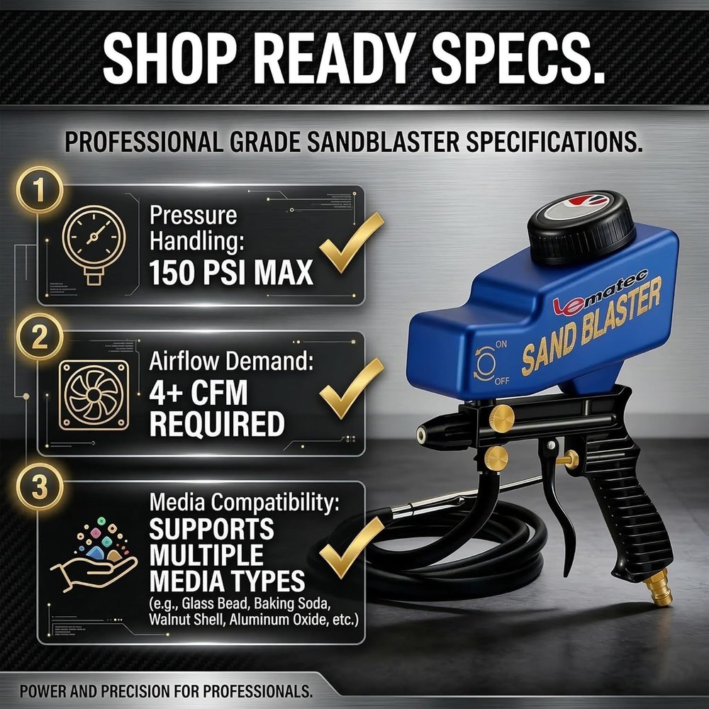 Sand Blaster Gun Kit – Portable Sandblaster for Air Compressor – Rust Removal...