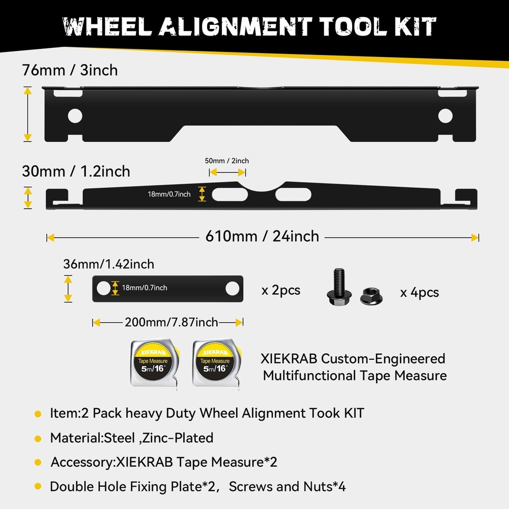 Upgraded Heavy-Duty Steel Wheel Alignment Tool Kit Collapsible Toe Alignment ...