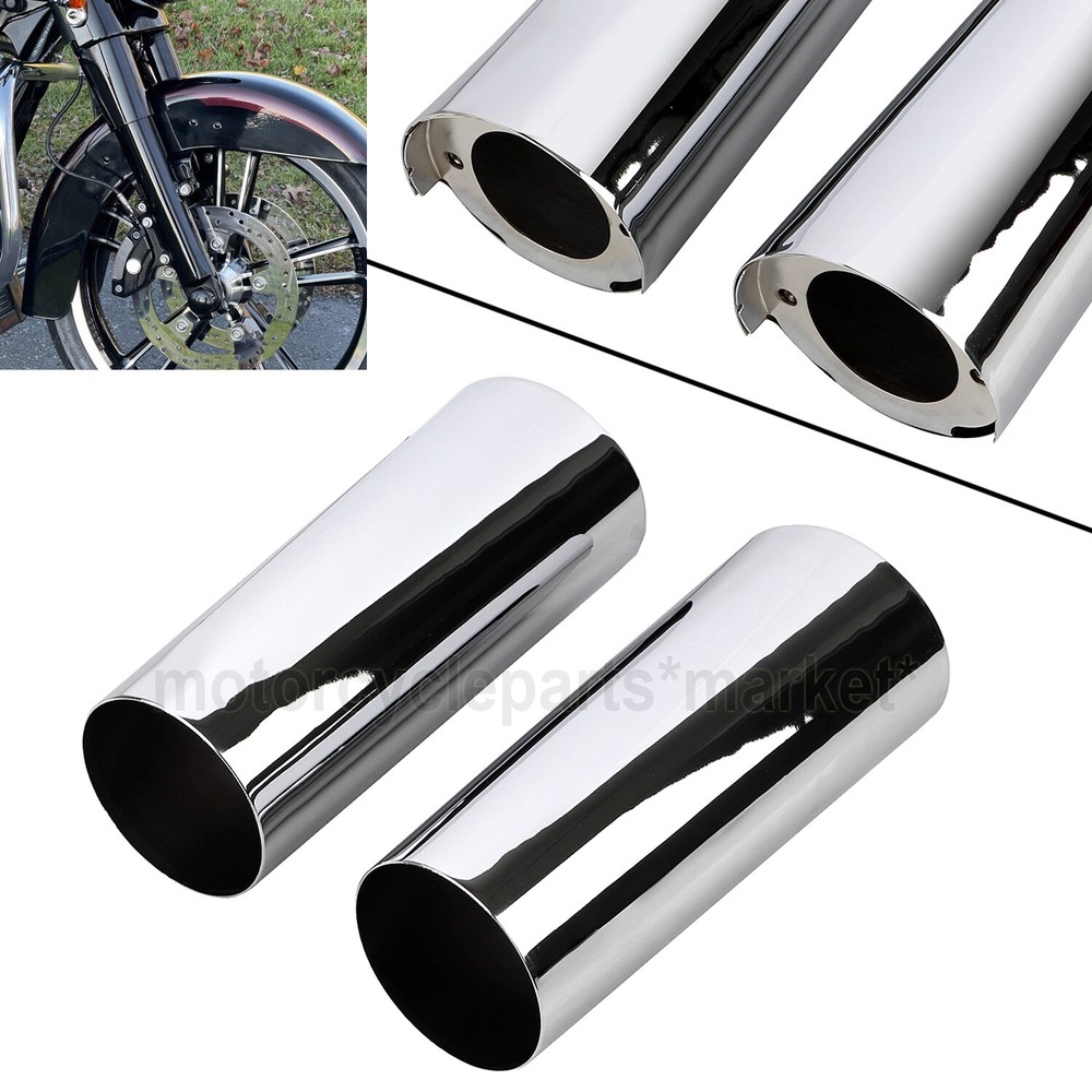 +2" Chrome Smooth Fork Slider Covers Boots For Harley Electra Tri Glide FLHTCUTG