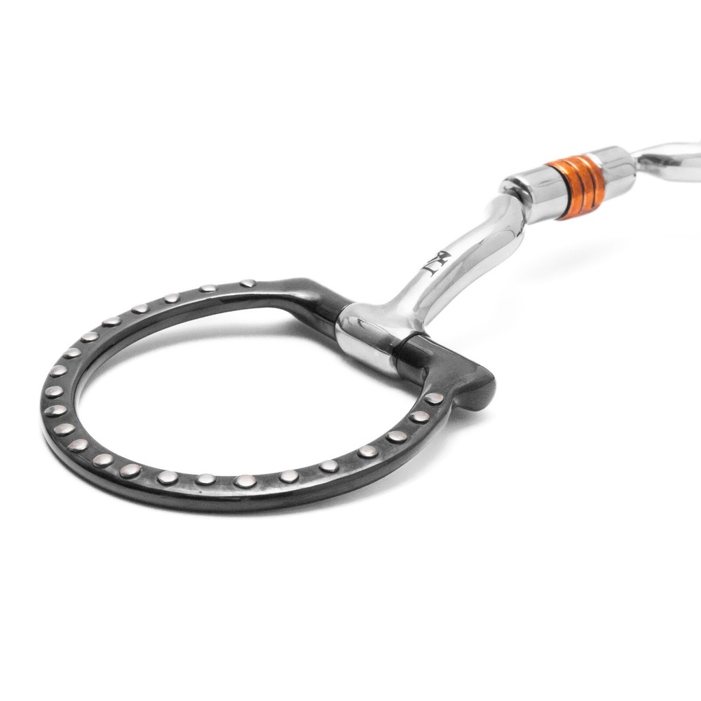 NY Tack 5" Western Silver Dotted D Ring Low Port Copper Rollers Snaffle Bit