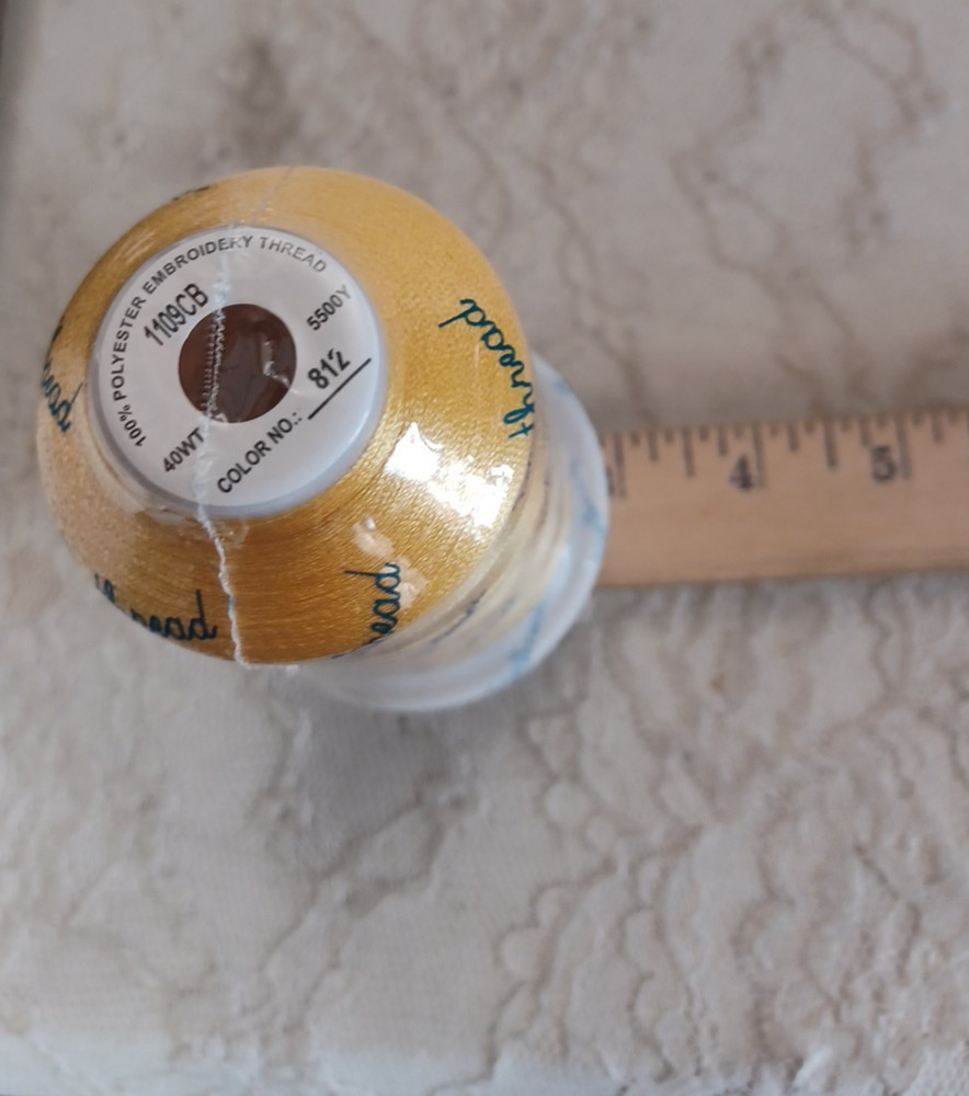 LARGE SPOOL Simthread Embroidery Thread (5500Yards) - Cream Yellow #812 (Sealed)