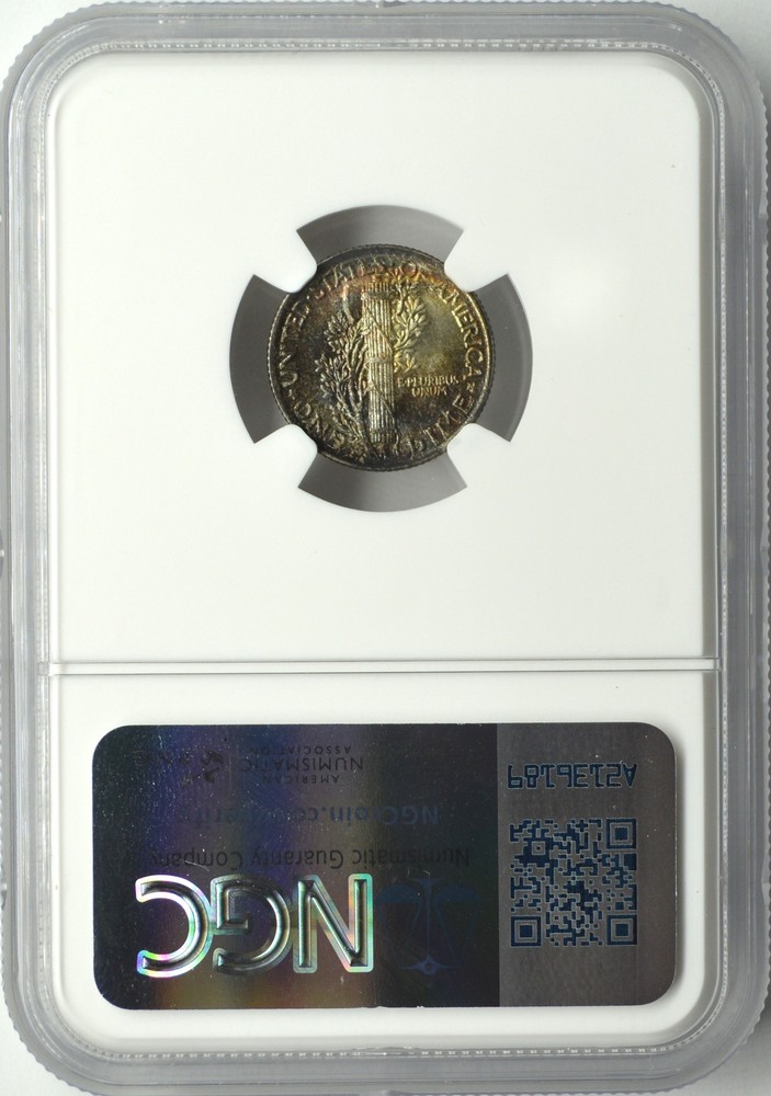 1919 MERCURY DIME 10C NGC MS 65