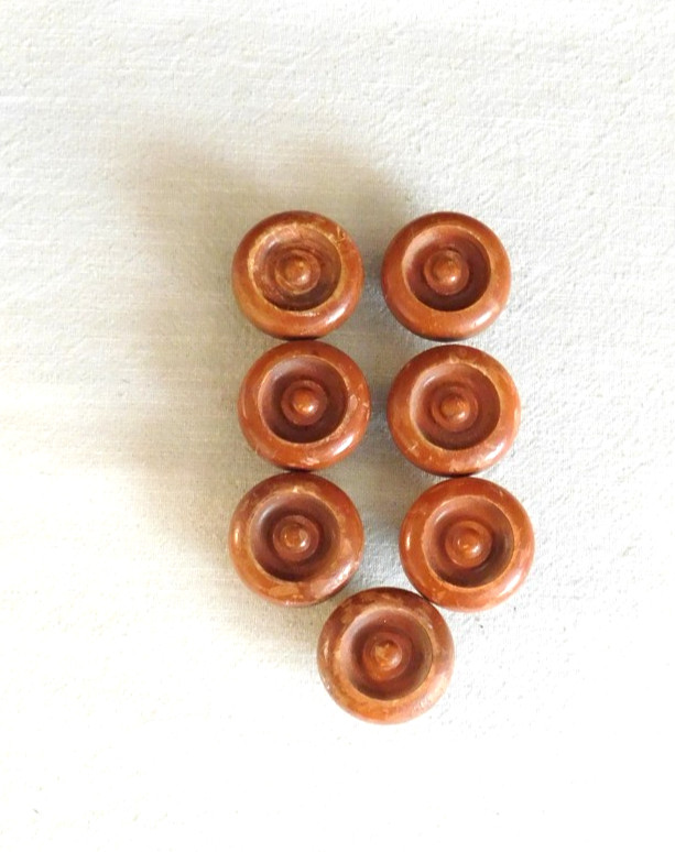 Vintage Wood Round Drawer Knobs Pulls set of 7 with Hardware