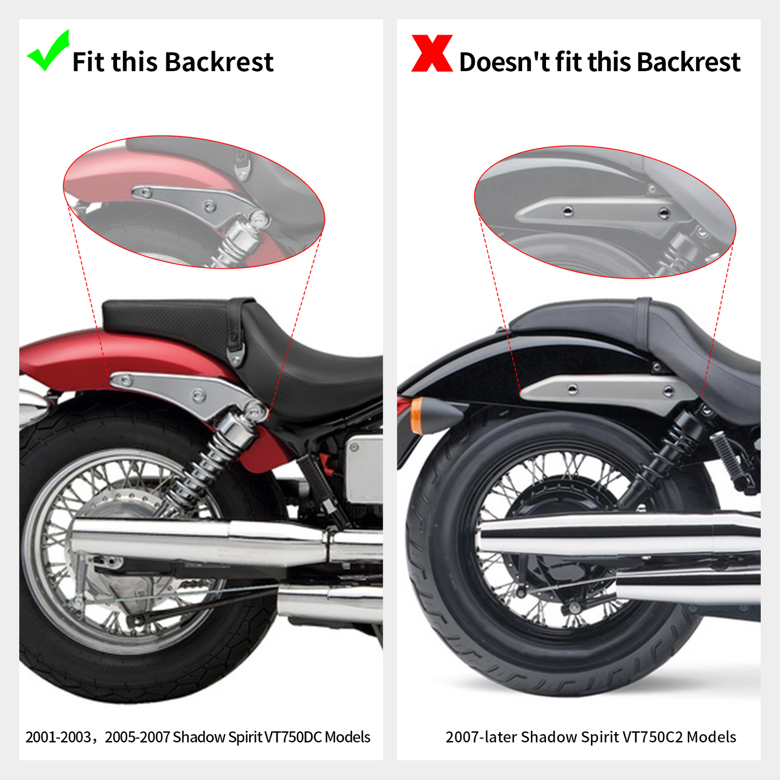 Backrest Sissy Bar Luggage Rack Fit For Honda Shadow Spirit VT750DC 01-03 05-07