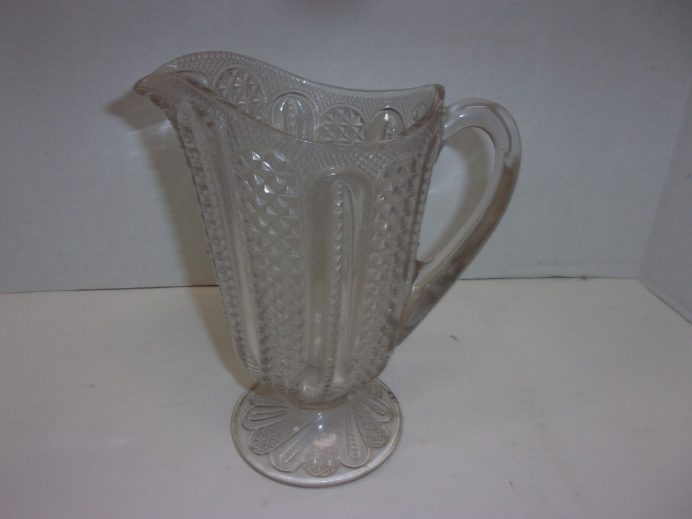 Vintage McKee Brothers Doric Pitcher EAPG Feather Pattern No Chips Or Cracks
