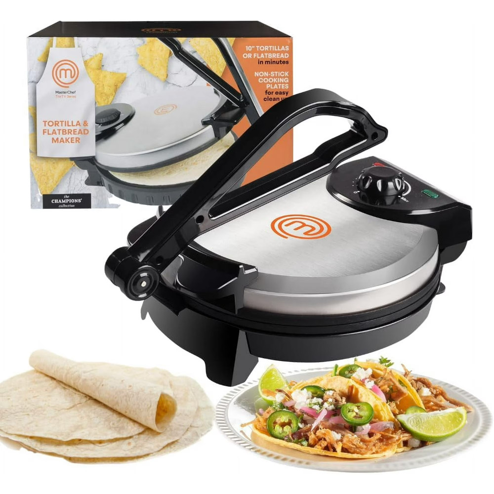 Electric Tortilla Maker - Non-Stick, Adjustable Temp for Perfect Flatbreads