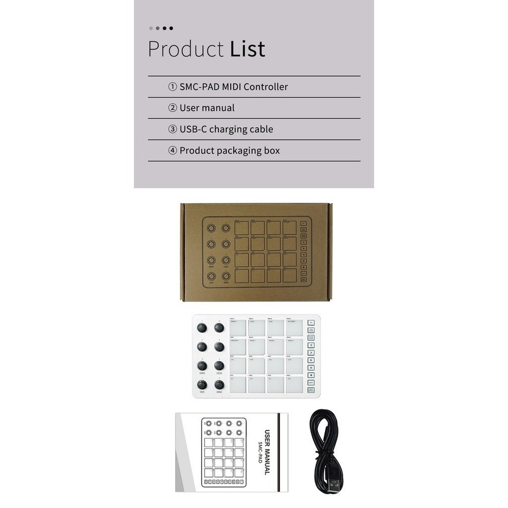 M-VAVE SMC-PAD LaunchPad USB-C and portable design Wireless MIDI Controller