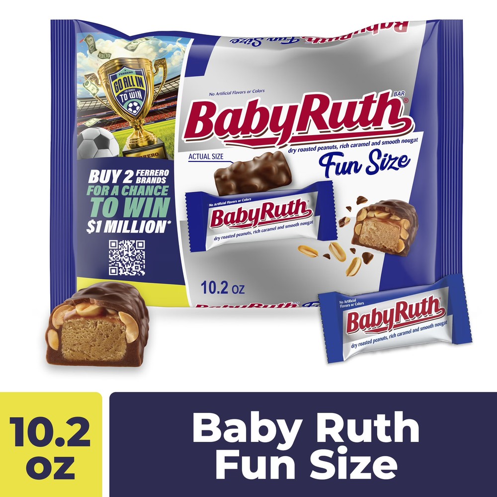 Baby Ruth Fun Size Chocolate Candy Bars 10.2 oz Bag