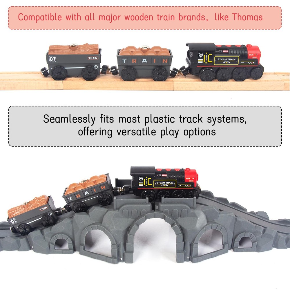 Motorized Train for Wooden Track, Remote Control with Magnetic Medium