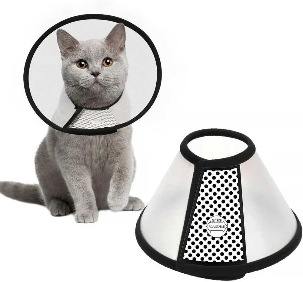 Plastic Protective Cone for Cats, Puppies & Rabbits - Adjustable & Comfortable