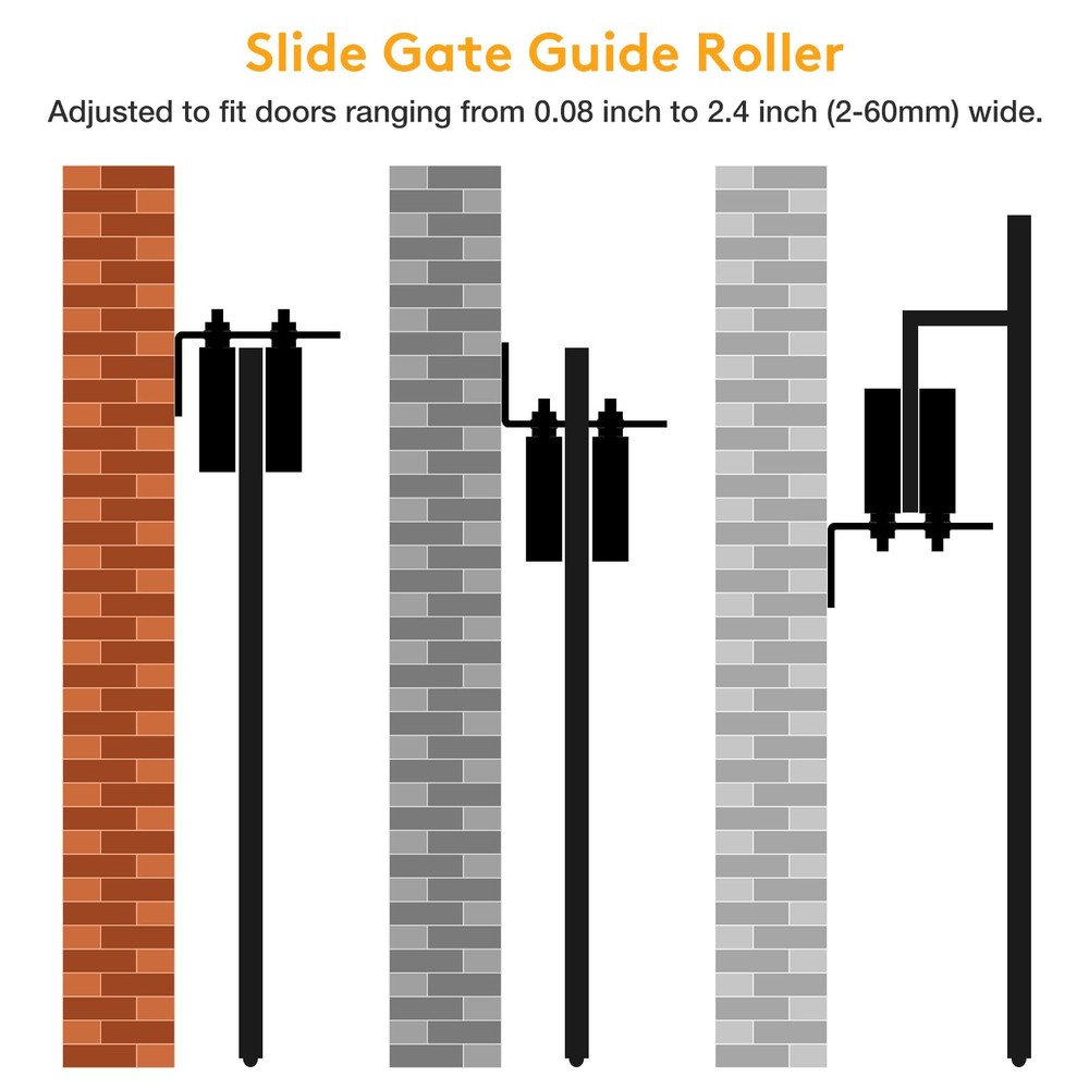 6 Gate Roller Guide with L-Bracket Universal Adjustable Heavy Duty Sliding Gate