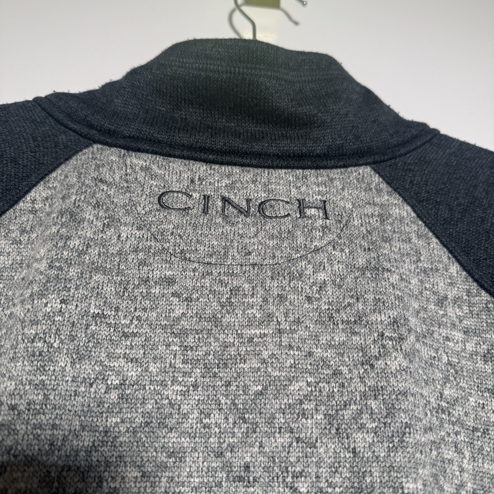 Cinch 1/4 Zip Pullover Sweater Men Large Heather Gray Embroidered Logo