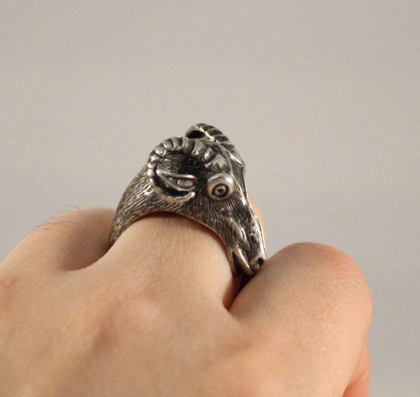Antique 800 Silver Ram Ring Rare Piece 10g