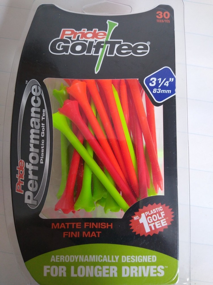 Pride Golf Tees 3 1/4" Plastic Evolution Matte Finish MIX - 30 Pack