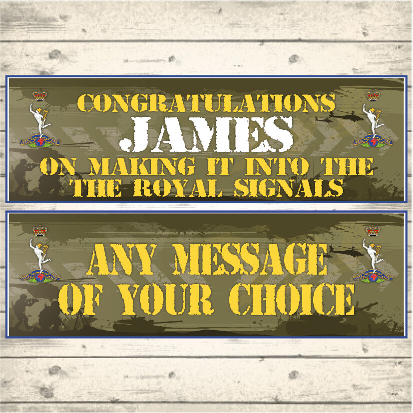 2 PERSONALISED ROYAL SIGNALS BANNERS - DESIGN 1
