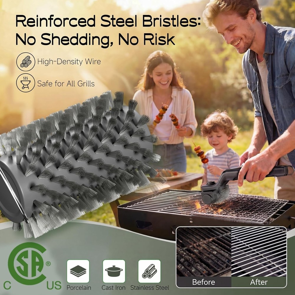 High Torque Electric Grill Brush - 3-Speed BBQ Cleaner Type-C