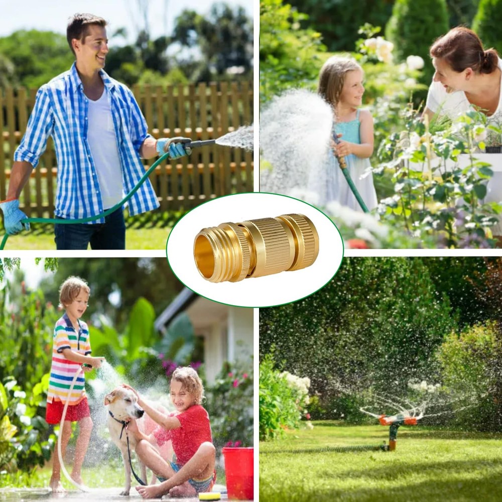 Garden Hose Quick Connector Set, Solid Brass 3/4 Inch Water Fitings Thread Ea...