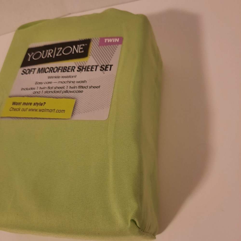 Your Zone Twin Sheet Set Soft Microfiber In Lime Apple Green