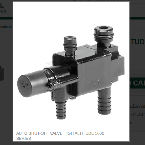 AUTO SHUT-OFF VALVE HIGH ALTITUDE 5000 SERIES, # 20308-131