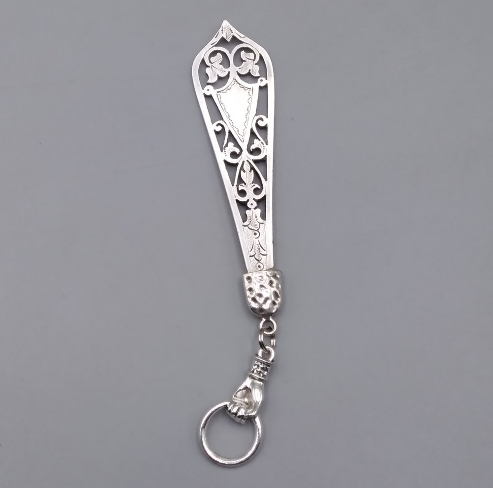 Antique Edwardian Solid Silver Keychain / Keyring -  (D9)