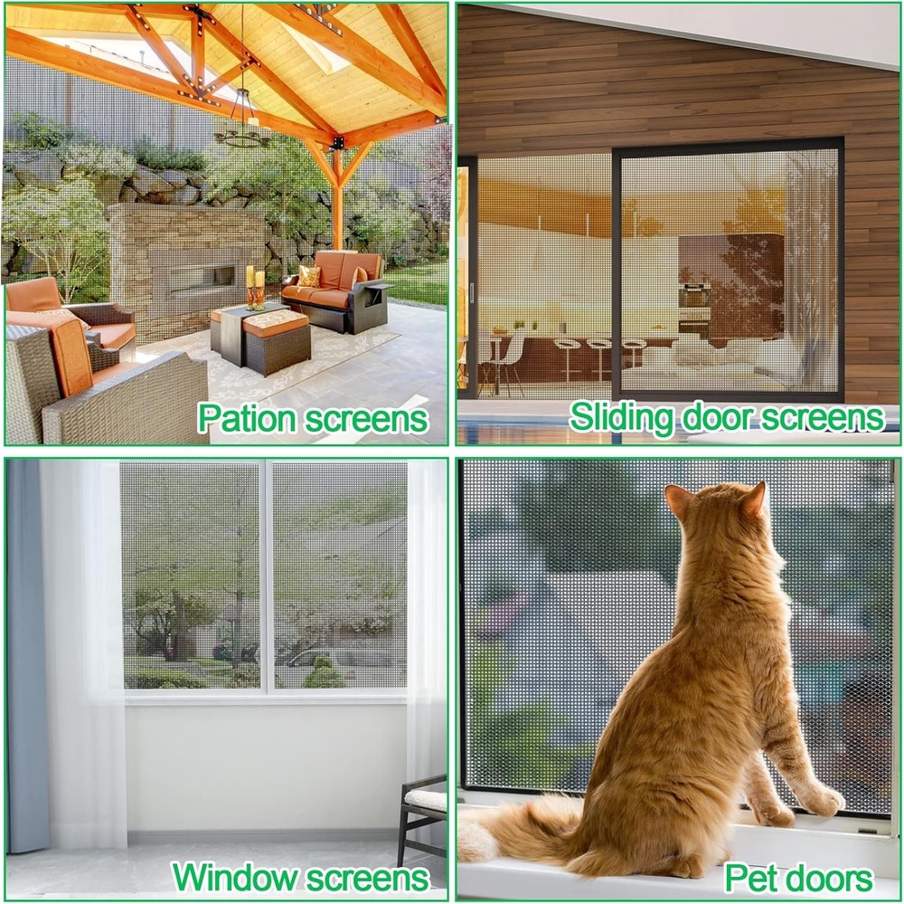 Pet Proof Window Screen and Screen Door Replacement Kit 39x118 Upgraded Durable