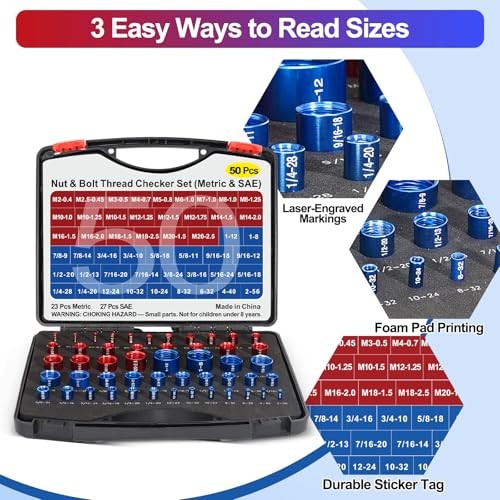50PCS Thread Checker, Bolt Size Finder Nut and Bolt Thread Checker, 23 Metric